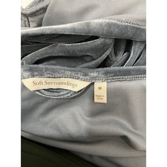 Soft Surroundings Dress Women Medium Velour Bell Sleeve Long Maxi Gray Wrap Top - Picture 9 of 10